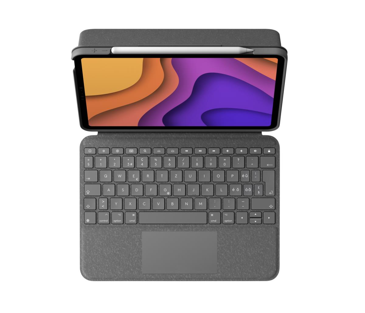 Folio Touch Backlit Keyboard Case With Trackpad Oxford Grey For iPad Air (4th Gen) Suisse Qwertz