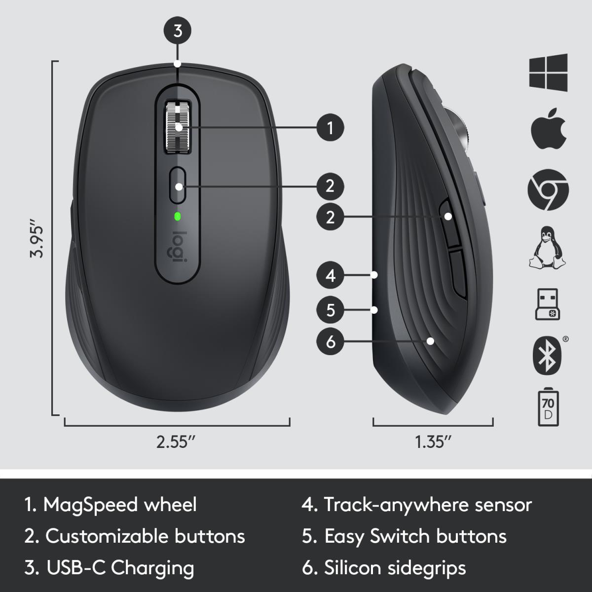 Mx Anywhere 3 Mouse Graphite