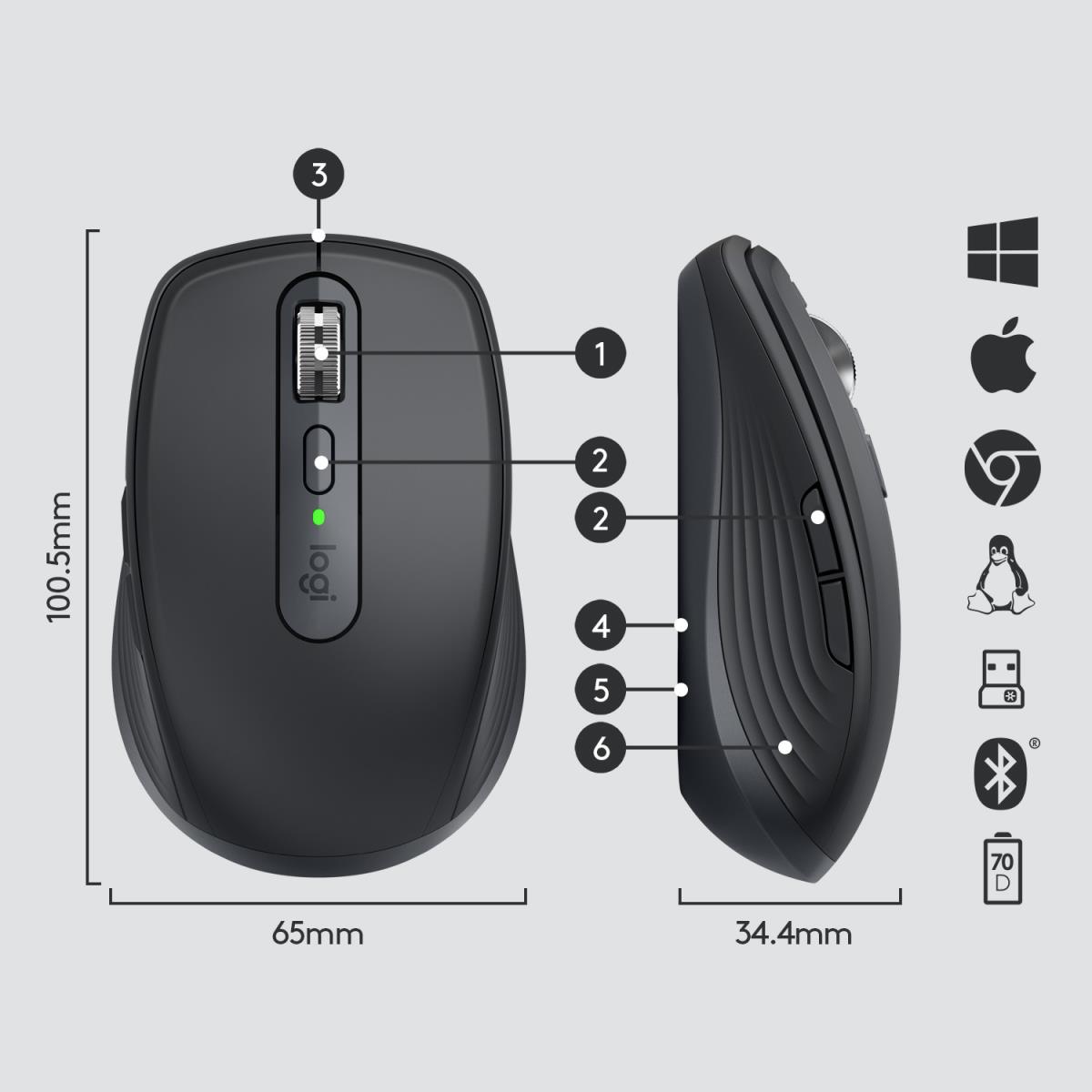 Mx Anywhere 3 Mouse Graphite
