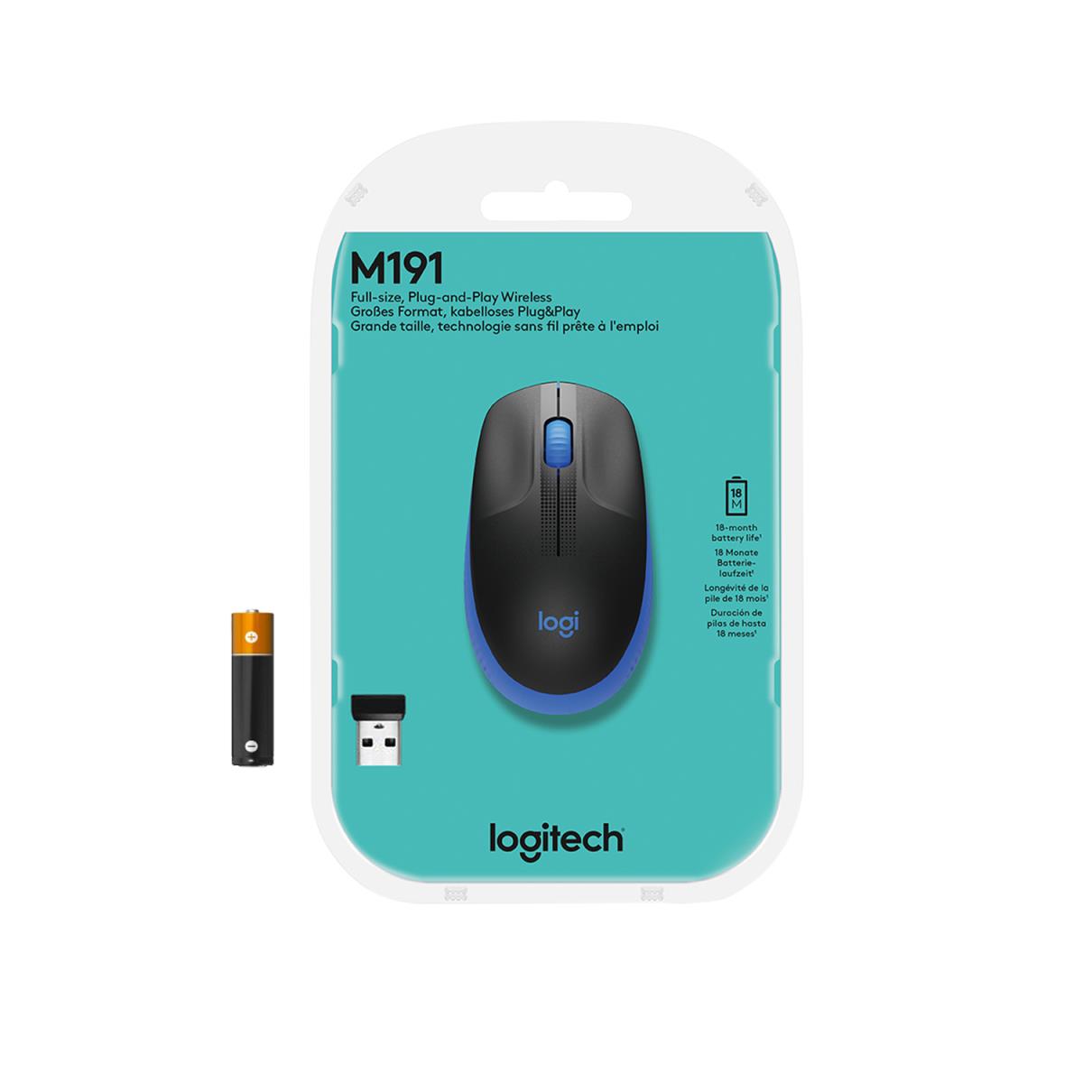 M190 Full-Size Wireless Mouse Blue
