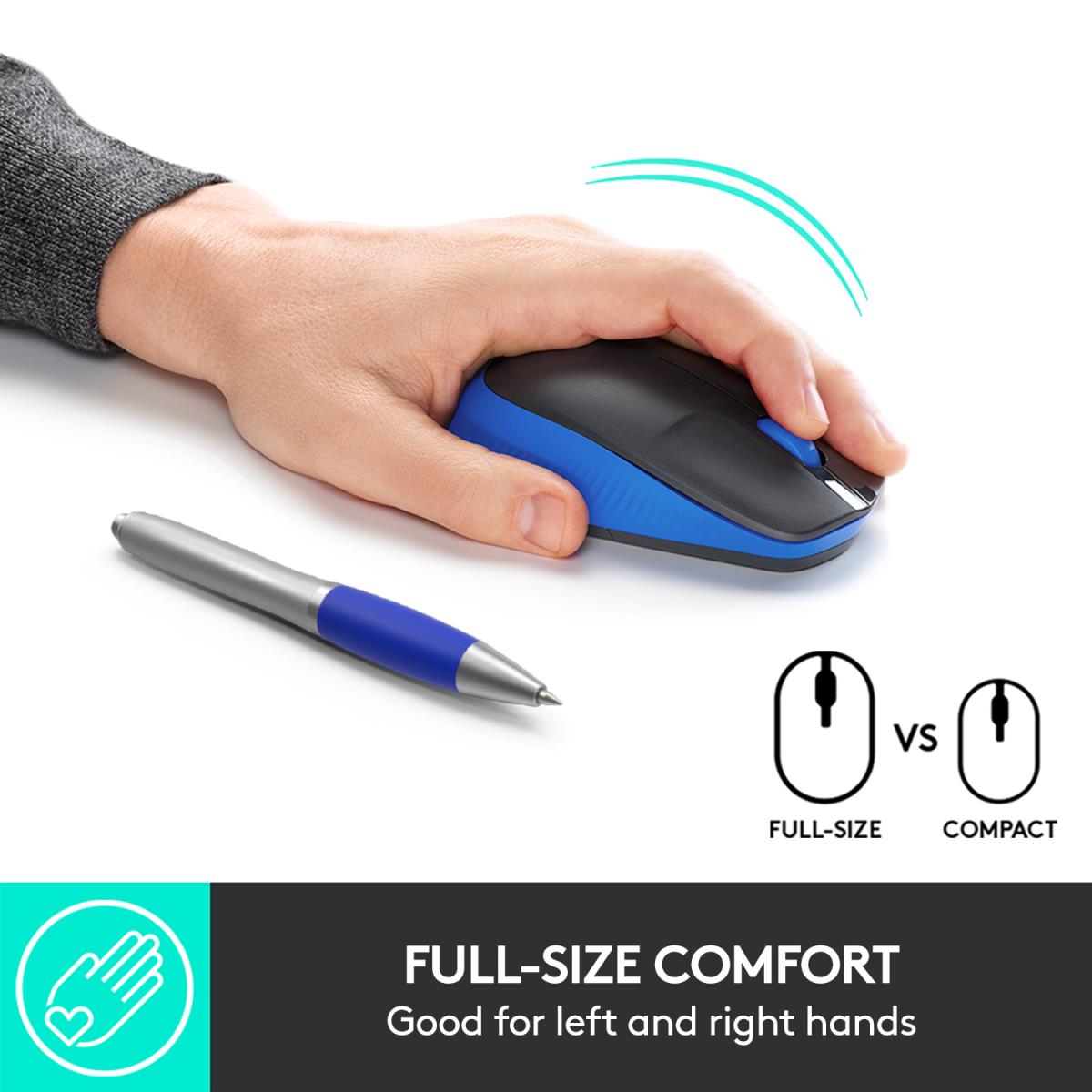 M190 Full-Size Wireless Mouse Blue
