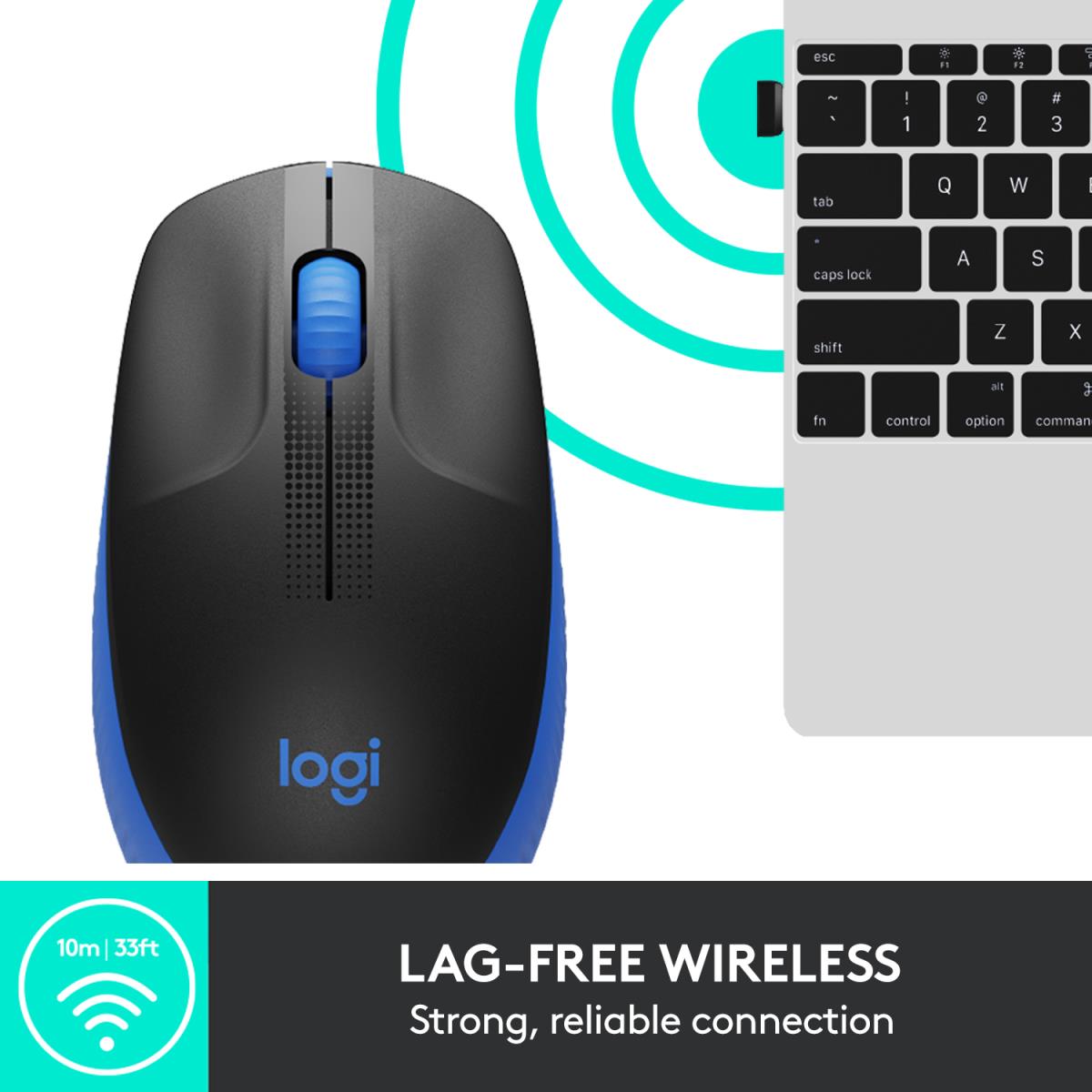 M190 Full-Size Wireless Mouse Blue