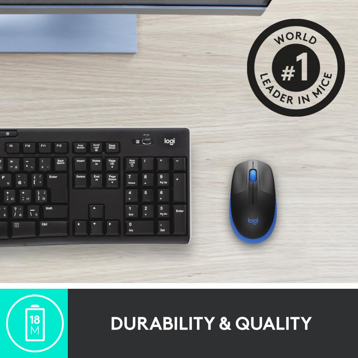 M190 Full-Size Wireless Mouse Blue