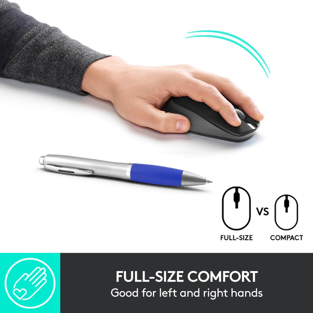 M190 Full-Size Wireless Mouse Charcoal