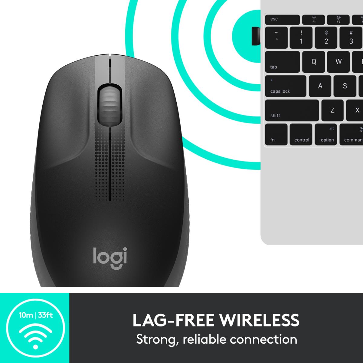 M190 Full-Size Wireless Mouse Charcoal