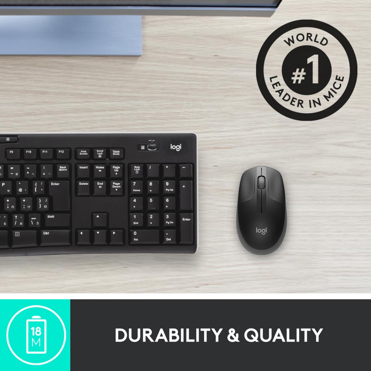 M190 Full-Size Wireless Mouse Charcoal
