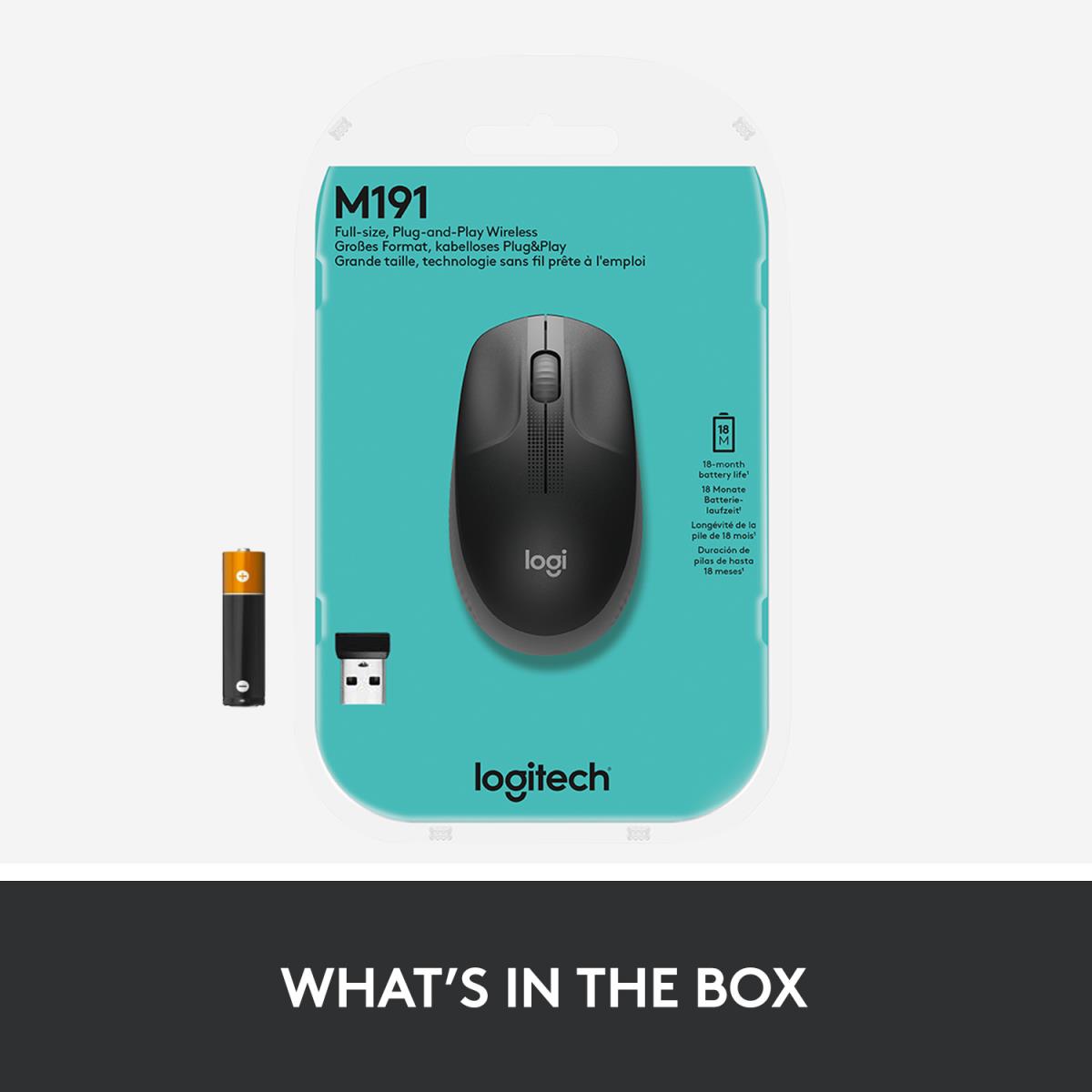 M190 Full-Size Wireless Mouse Charcoal