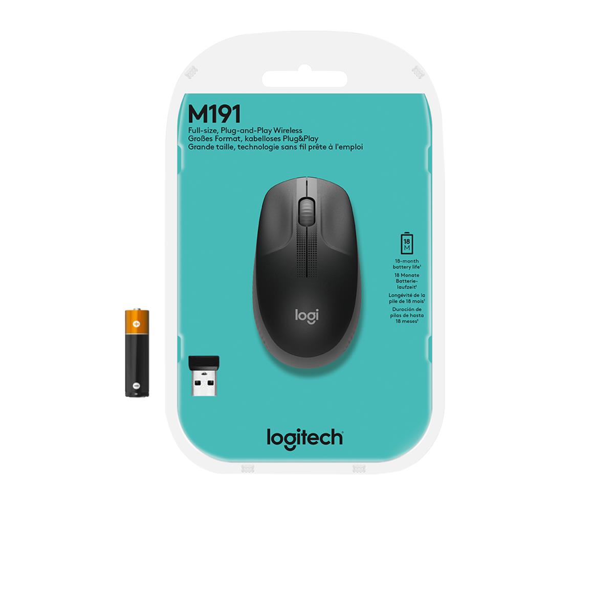 M190 Full-Size Wireless Mouse Charcoal