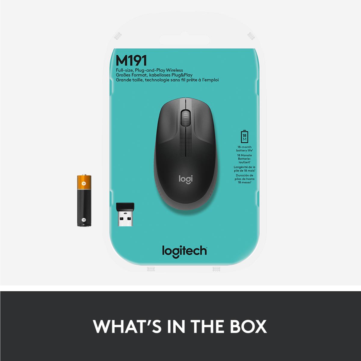 M190 Full-Size Wireless Mouse Mid Grey
