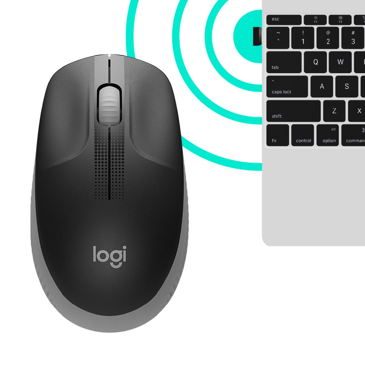 M190 Full-Size Wireless Mouse Mid Grey