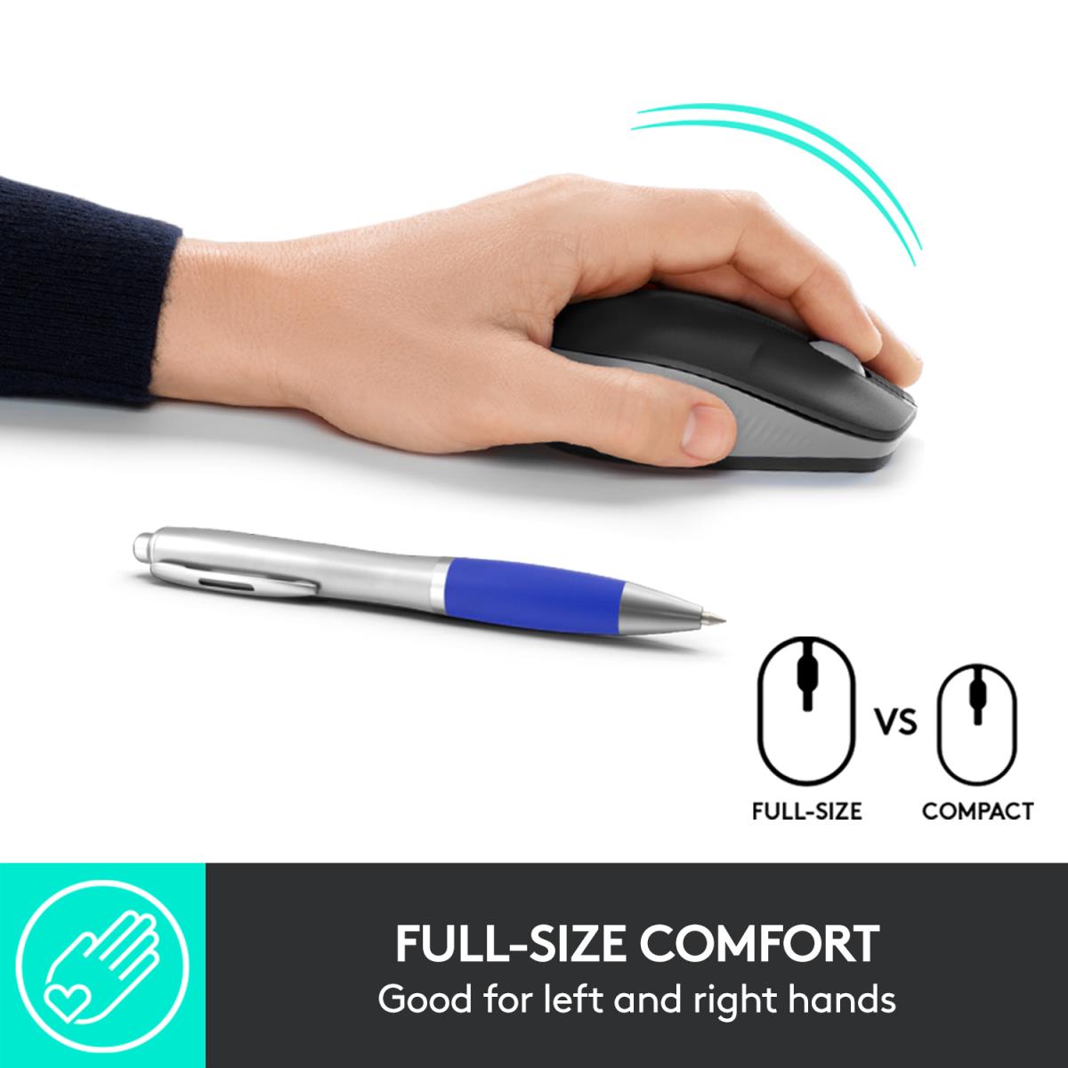 M190 Full-Size Wireless Mouse Mid Grey