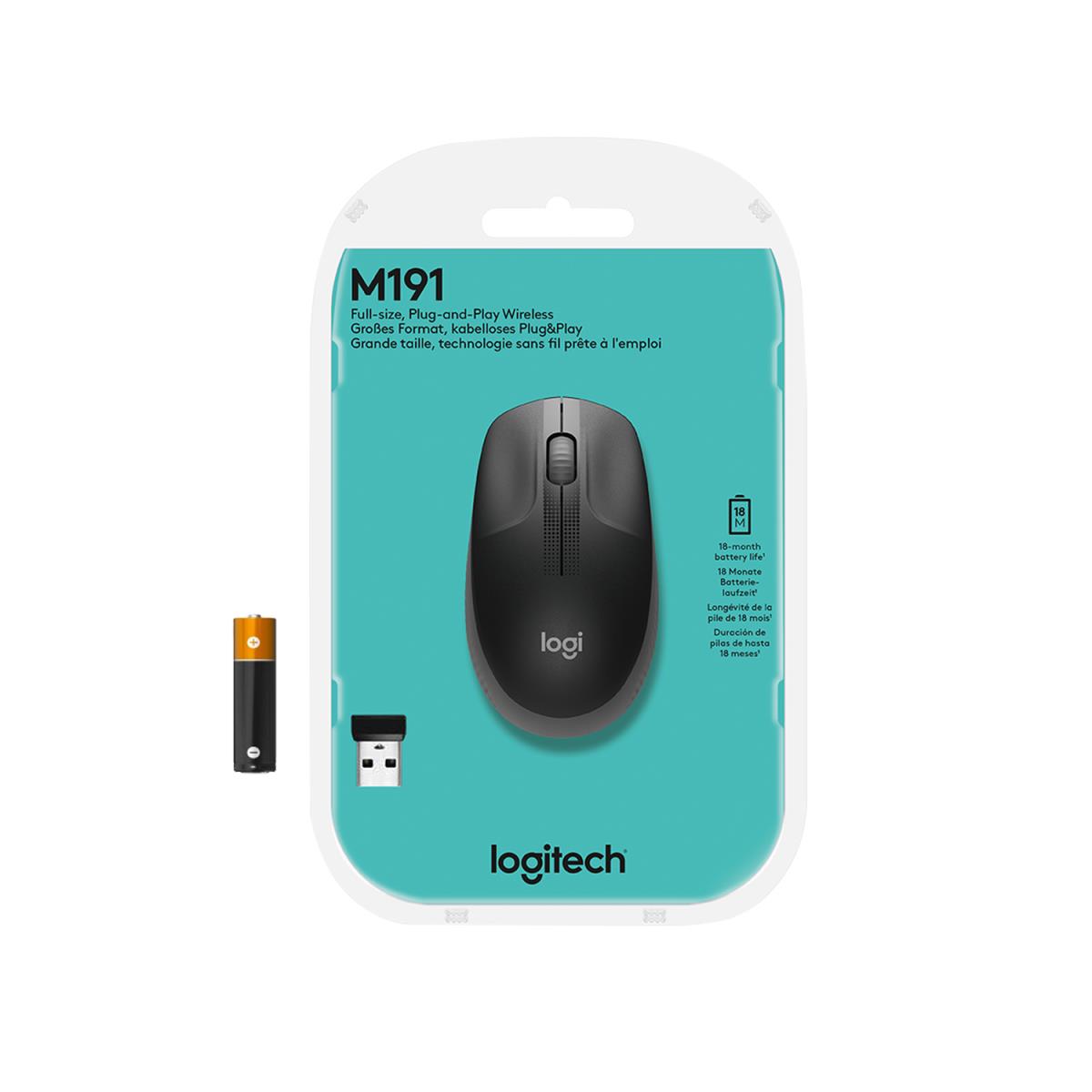 M190 Full-Size Wireless Mouse Mid Grey