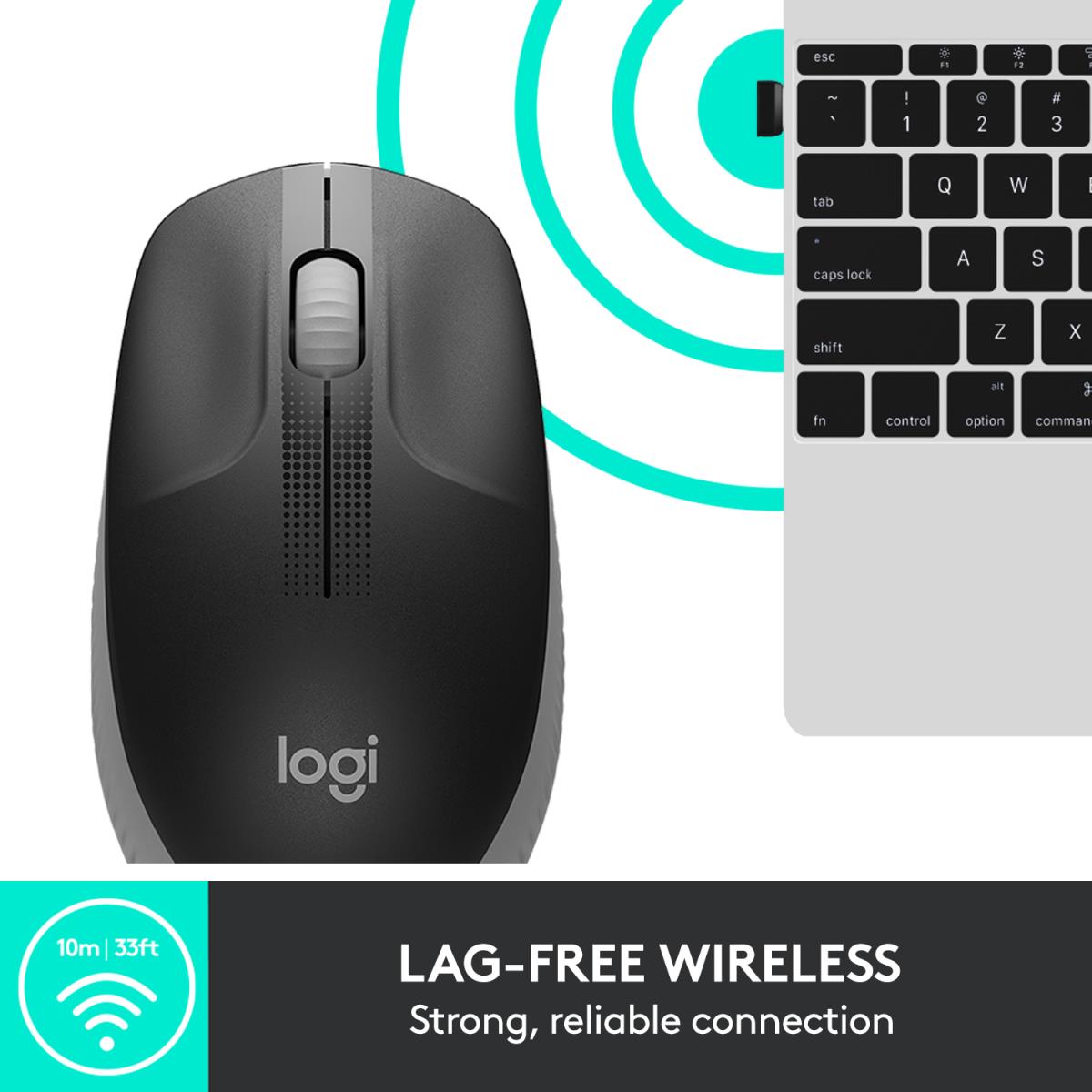 M190 Full-Size Wireless Mouse Mid Grey