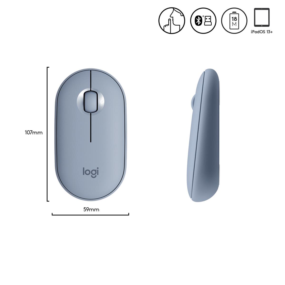Pebble M350 Wireless Mouse Blue Grey