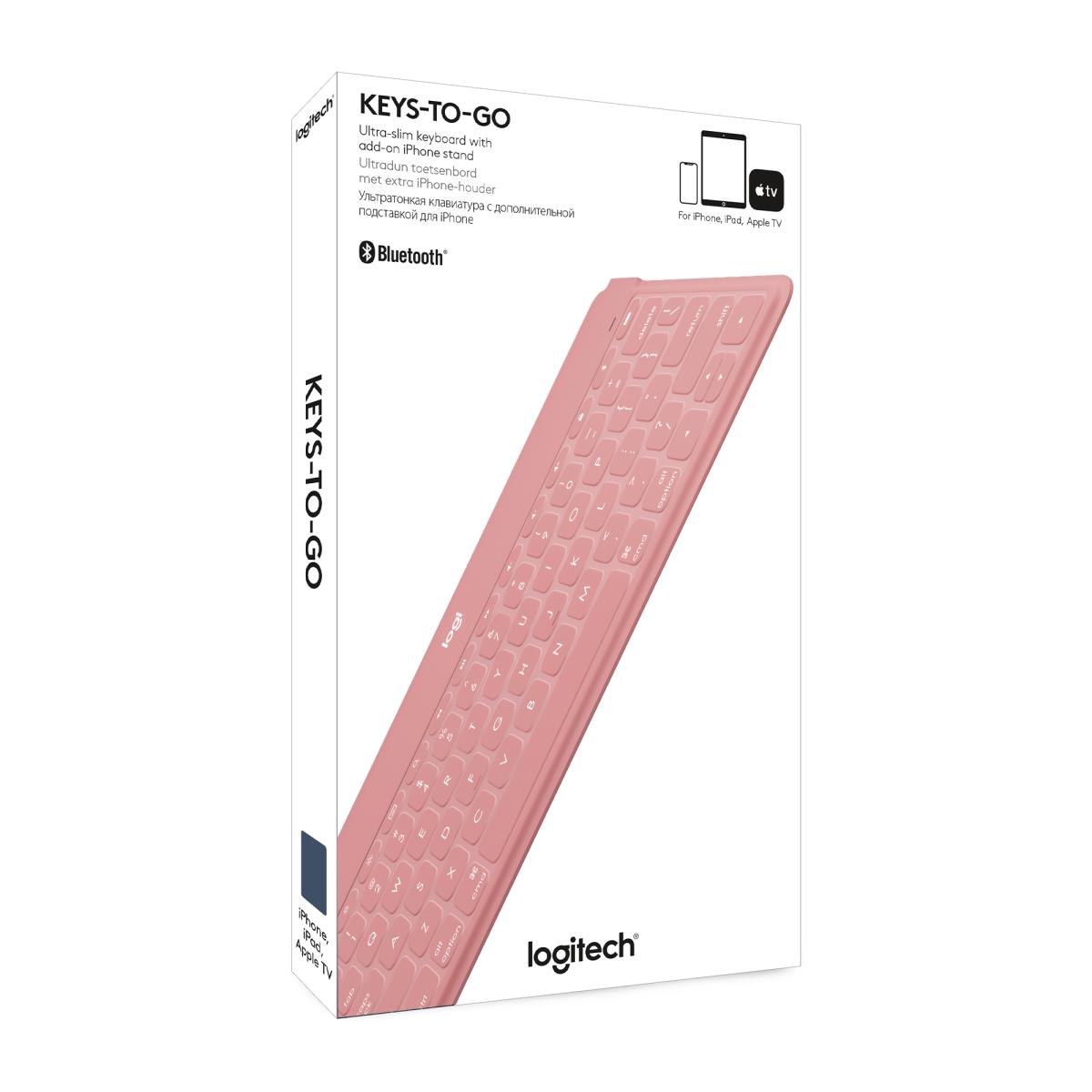 Keys-to-go Bluetooth Keyboard For Apple iPad/iPhone/tv - Blush Pink Qwertz Swiss