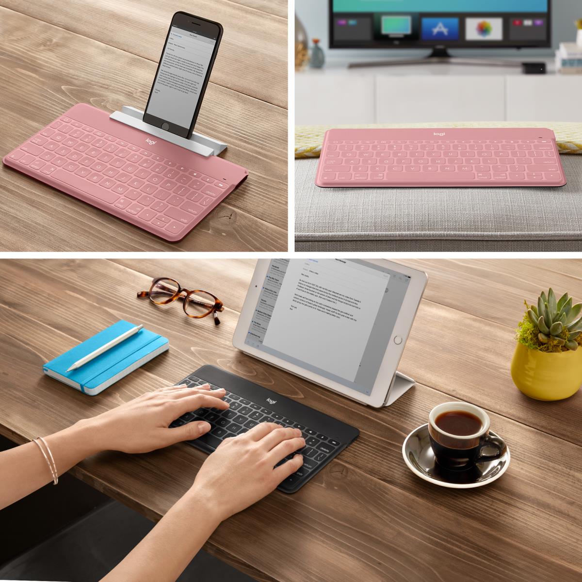 Keys-to-go Bluetooth Keyboard For Apple iPad/iPhone/tv - Blush Pink Qwertz Swiss