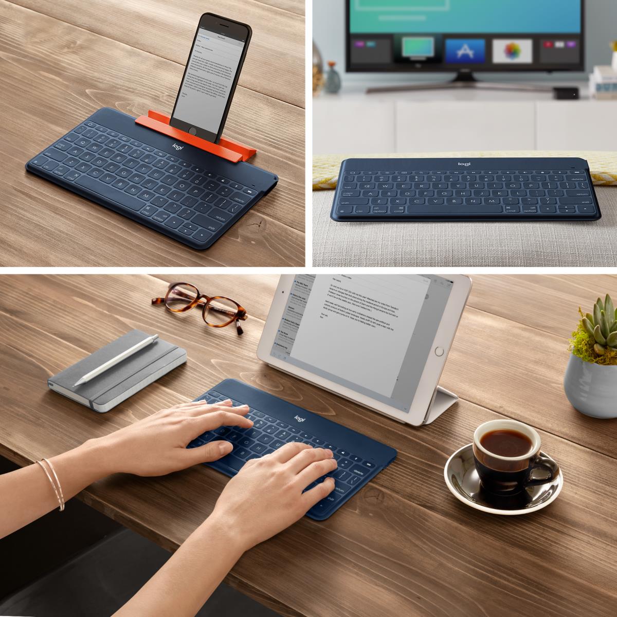Keys-to-go Bluetooth Keyboard For Apple iPad/iPhone/tv - Classic Blue Qwertz Swiss