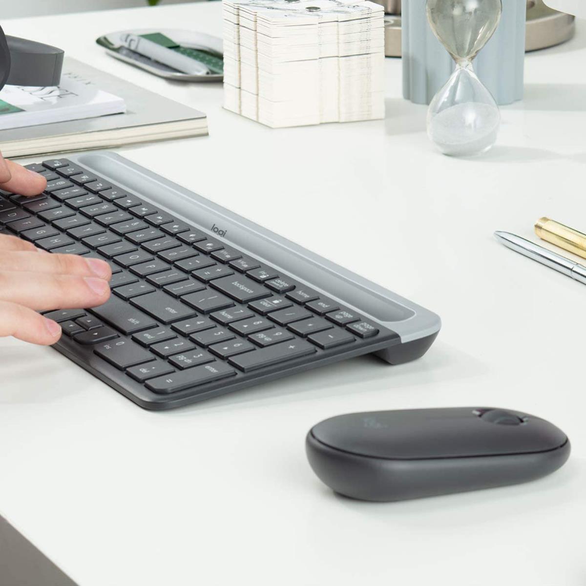 Slim Wireless Keyboard And Mouse Combo Mk470 - Graphite - Qwertz Swiss