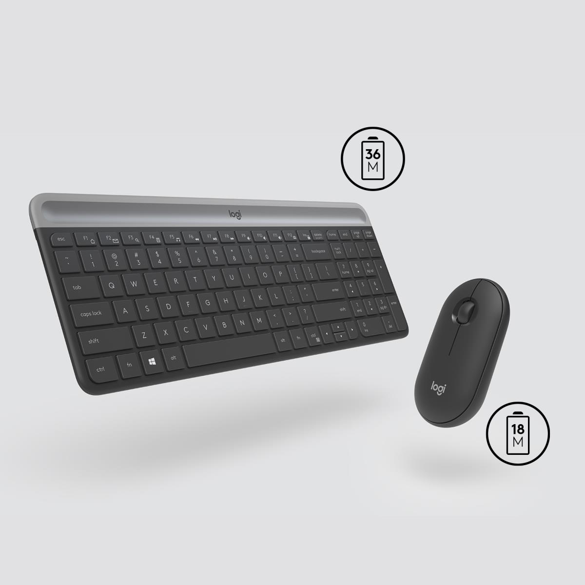 Slim Wireless Keyboard And Mouse Combo Mk470 - Graphite - Qwertz Swiss