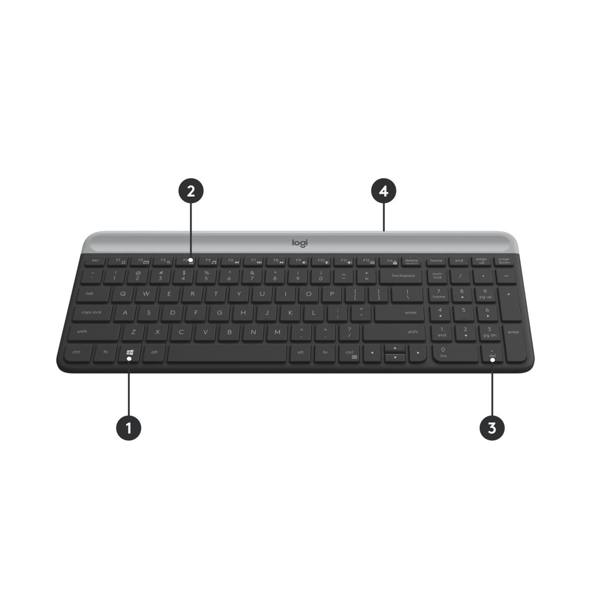 Slim Wireless Keyboard And Mouse Combo Mk470 - Graphite - Qwertz Swiss