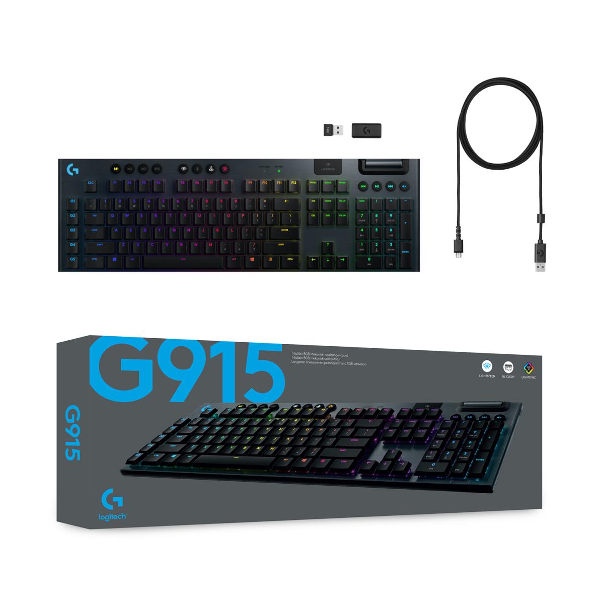 G915 Lightspeed Wireless RGB Mechanical Gaming Keyboard Black Qwertzu Swiss-Lux Tactile