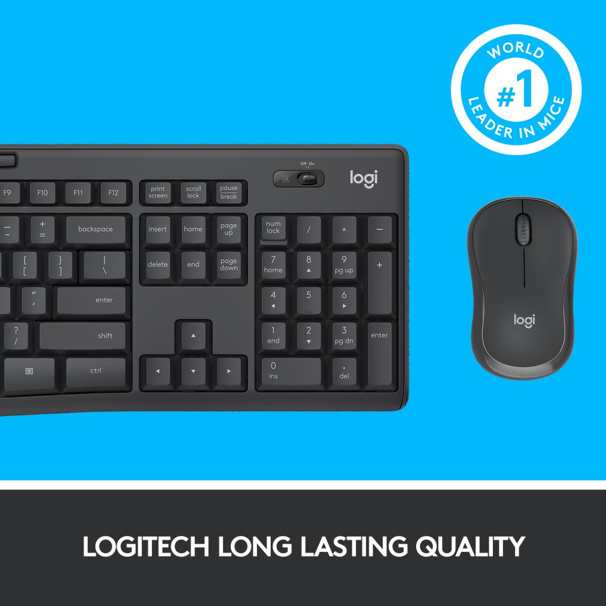Mk295 Silent Wireless Combo Graphite Qwerty US/Int'l