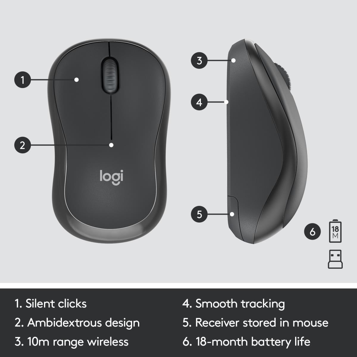 Mk295 Silent Wireless Combo Graphite Qwerty US/Int'l