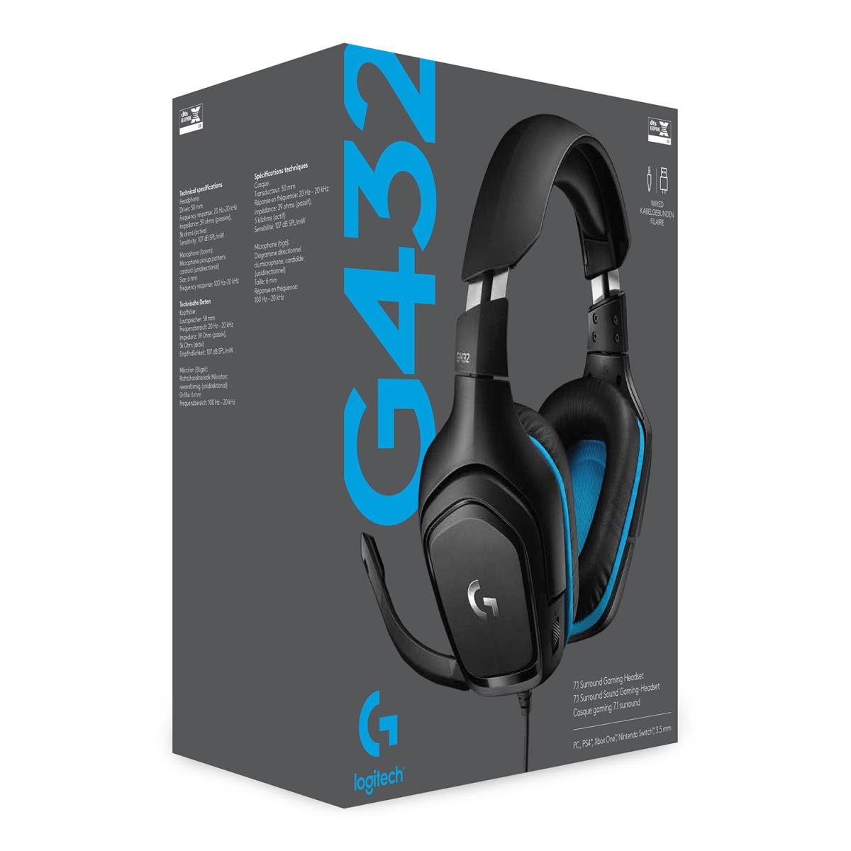 G432 - USB / 3.5mm - Game-headset - 7.1 Surround - Blue
