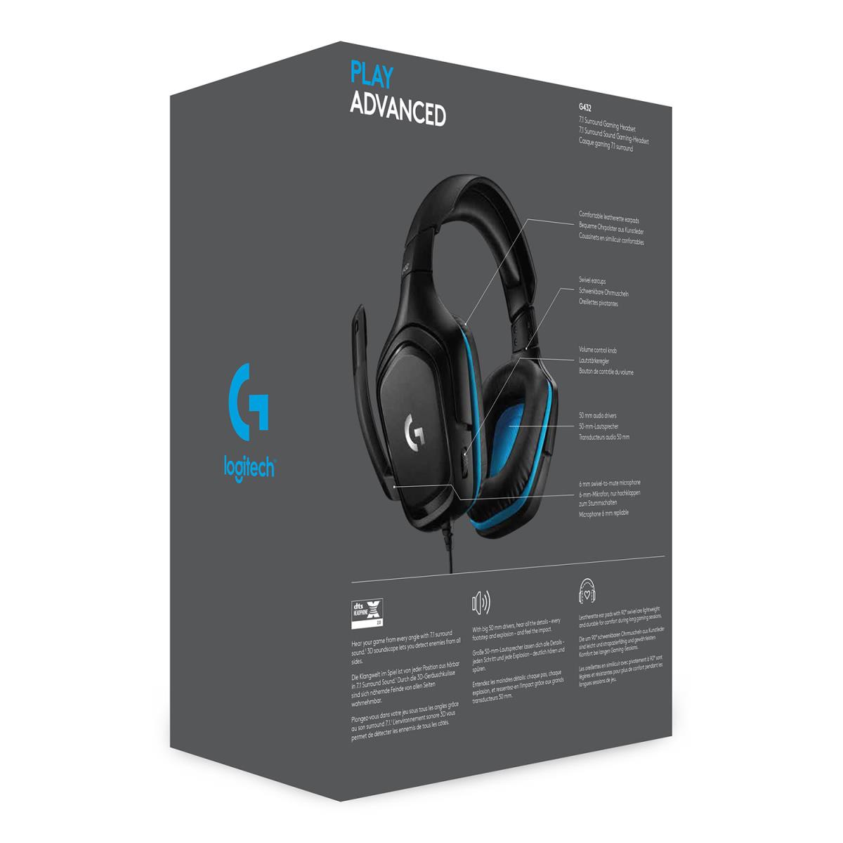 G432 - USB / 3.5mm - Game-headset - 7.1 Surround - Blue