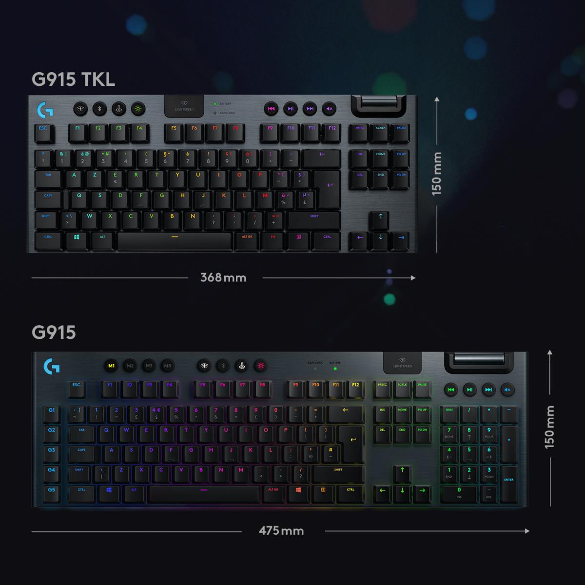 G915 Lightspeed Wireless RGB Mechanical Gaming Keyboard Black Qwerty US/Int'lernational Tactile