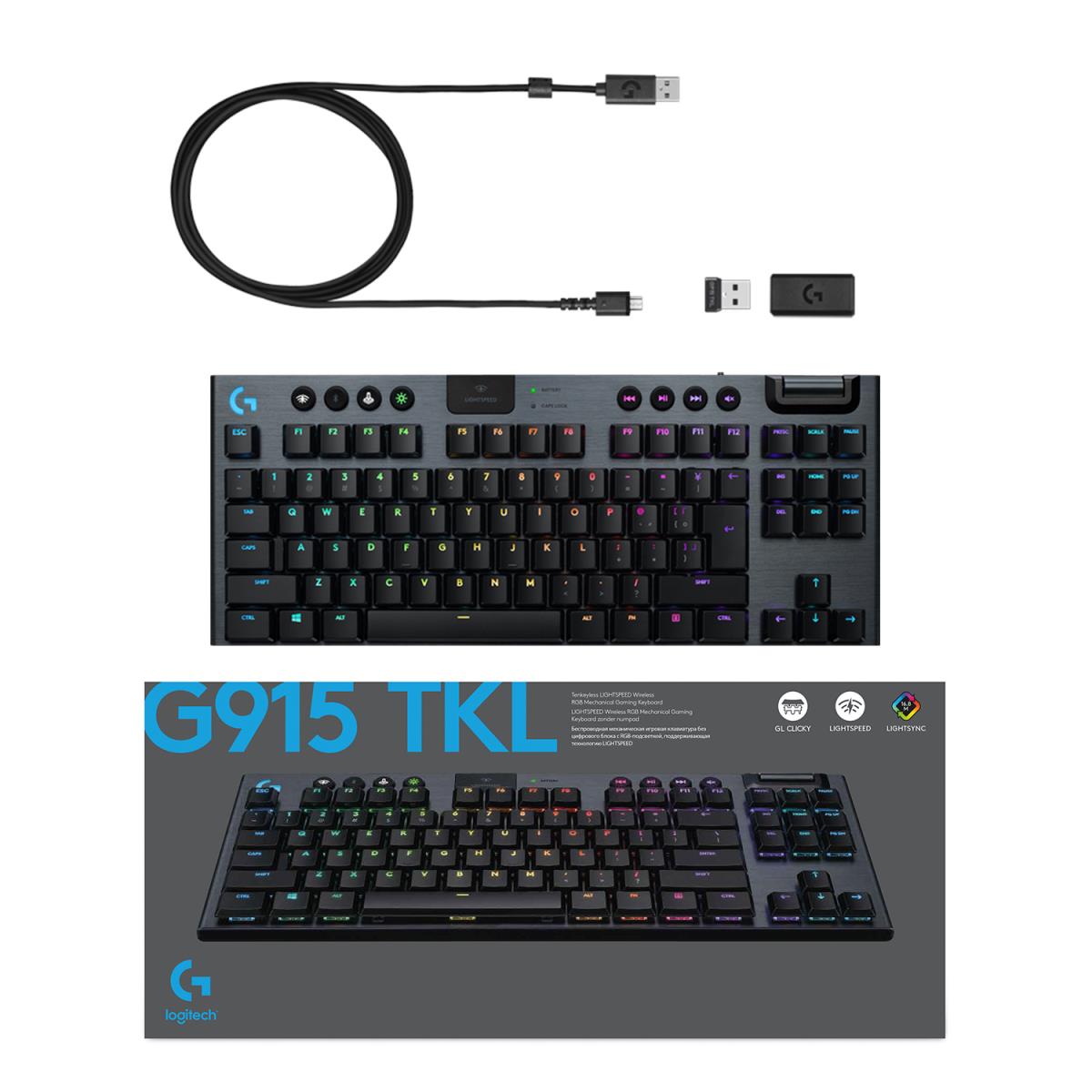 G915 Lightspeed Wireless RGB Mechanical Gaming Keyboard Black Qwerty US/Int'lernational Tactile