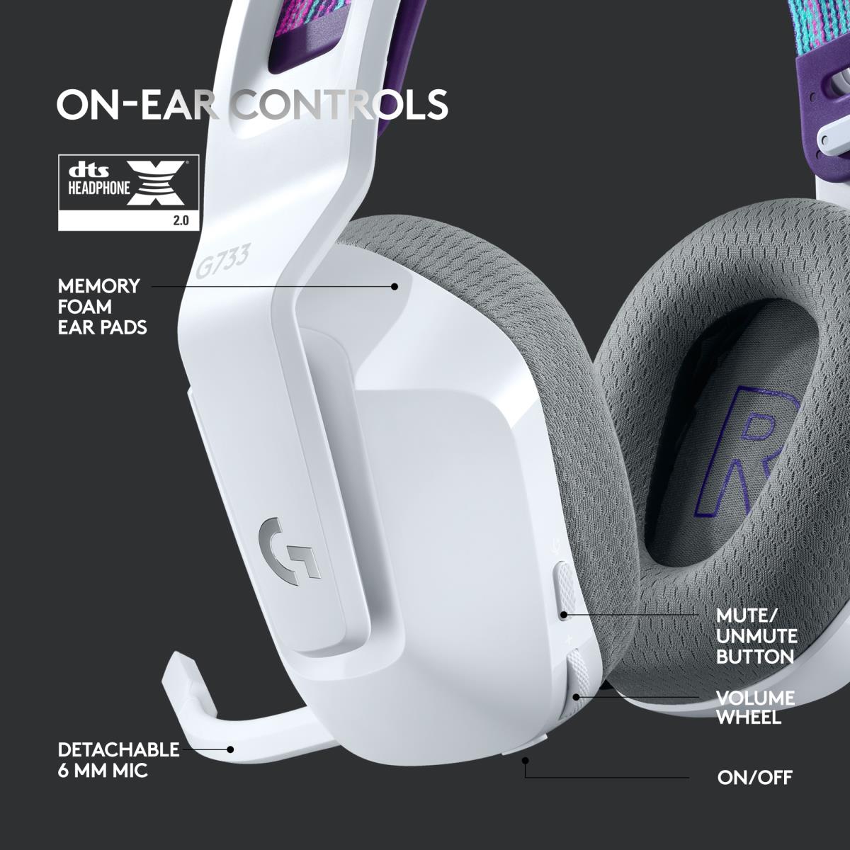 G733 Lightspeed Wireless RGB Gaming Headset White