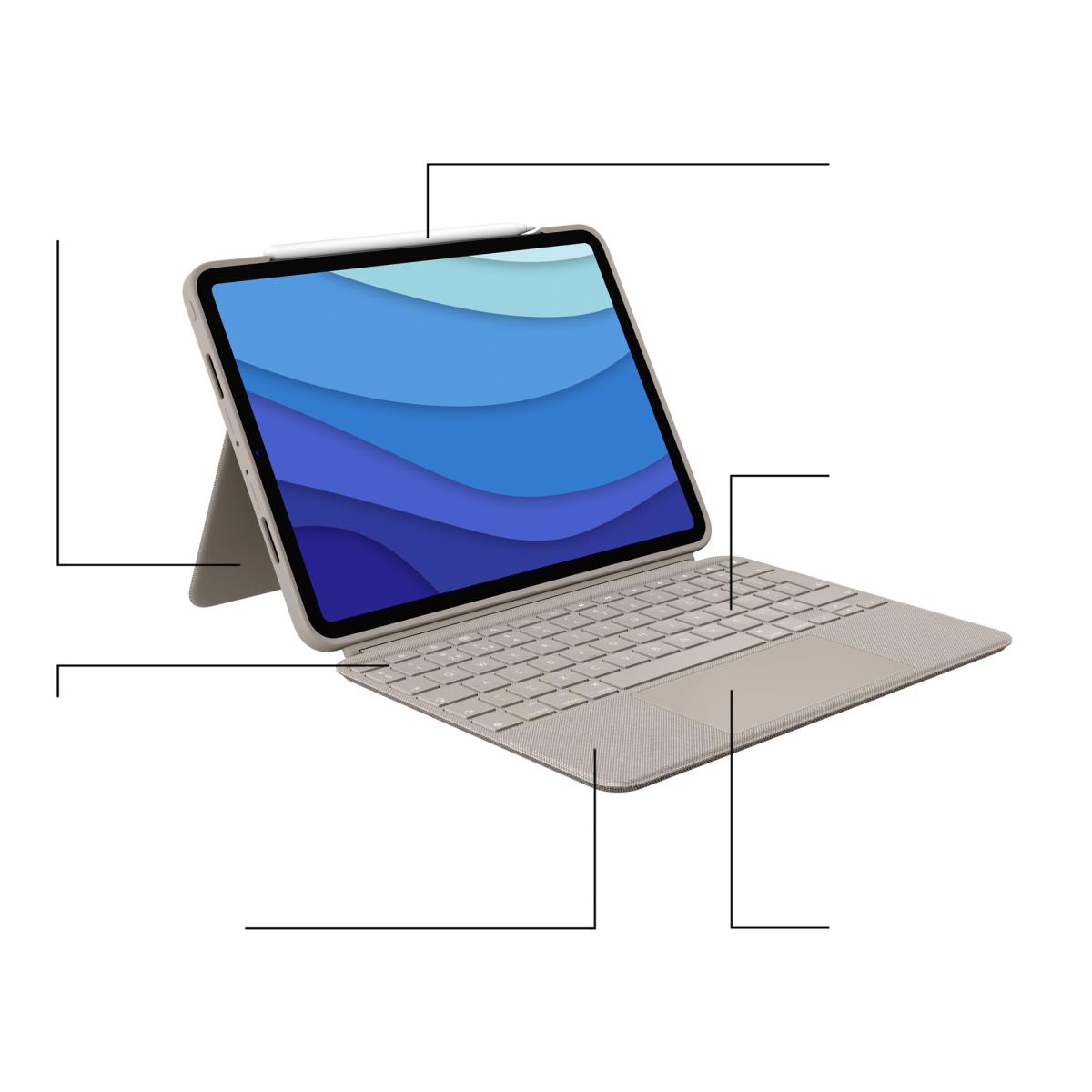 Combo Touch - Sand for iPad Pro 11in (1st, 2nd, 3rd gen) - Azerty French