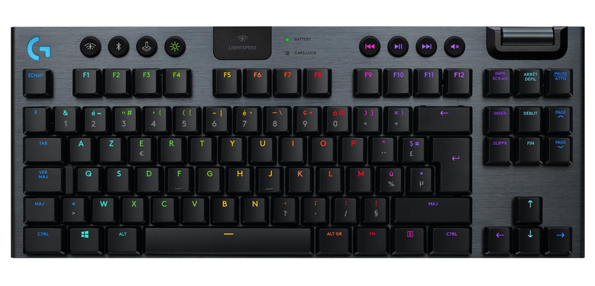 G915 TKL Wireless RGB Mechanical Gaming Keyboard Carbon Azerty French Clicky