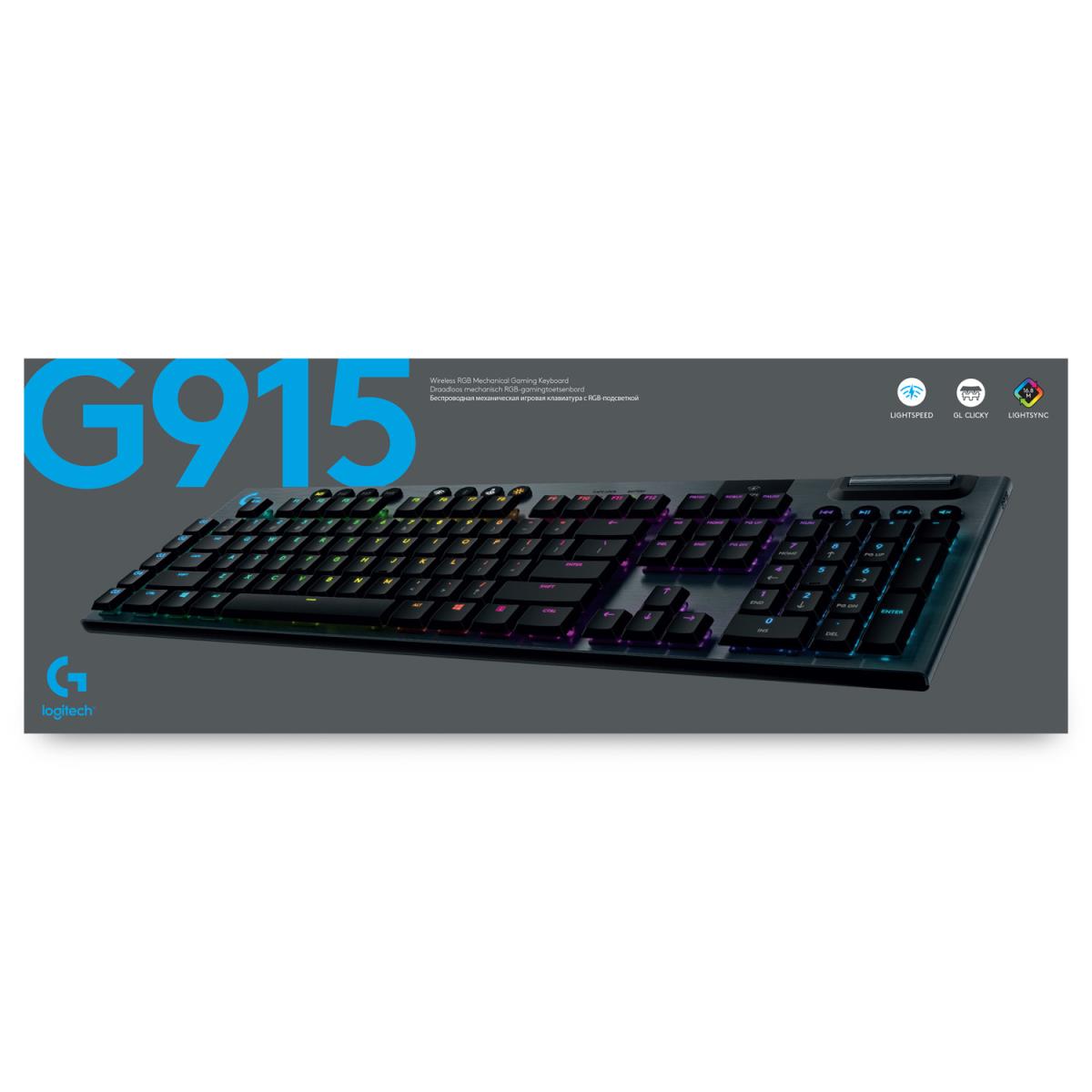 G915 Lightspeed Wireless RGB Mechanical Gaming Keyboard - Gl Clicky - Carbon Azerty French