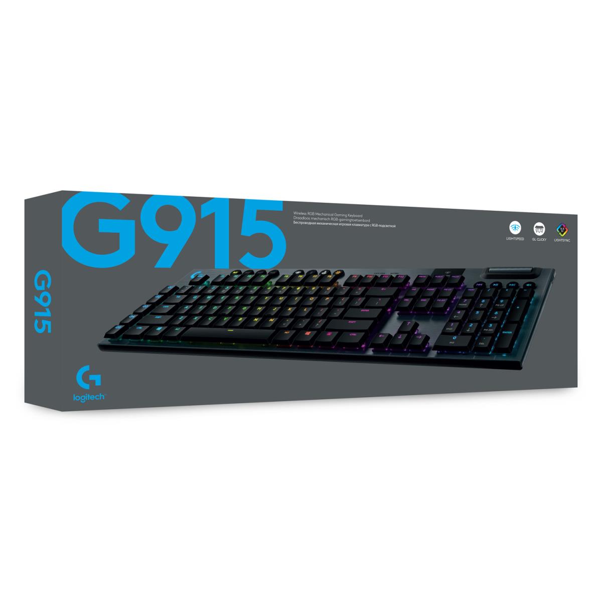 G915 Lightspeed Wireless RGB Mechanical Gaming Keyboard - Gl Clicky - Carbon Azerty French