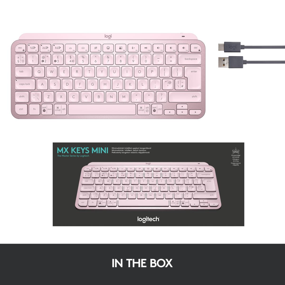 Mx Keys Mini Minimalist Wireless Illuminated Keyboard - Rose - Azerty French - Central
