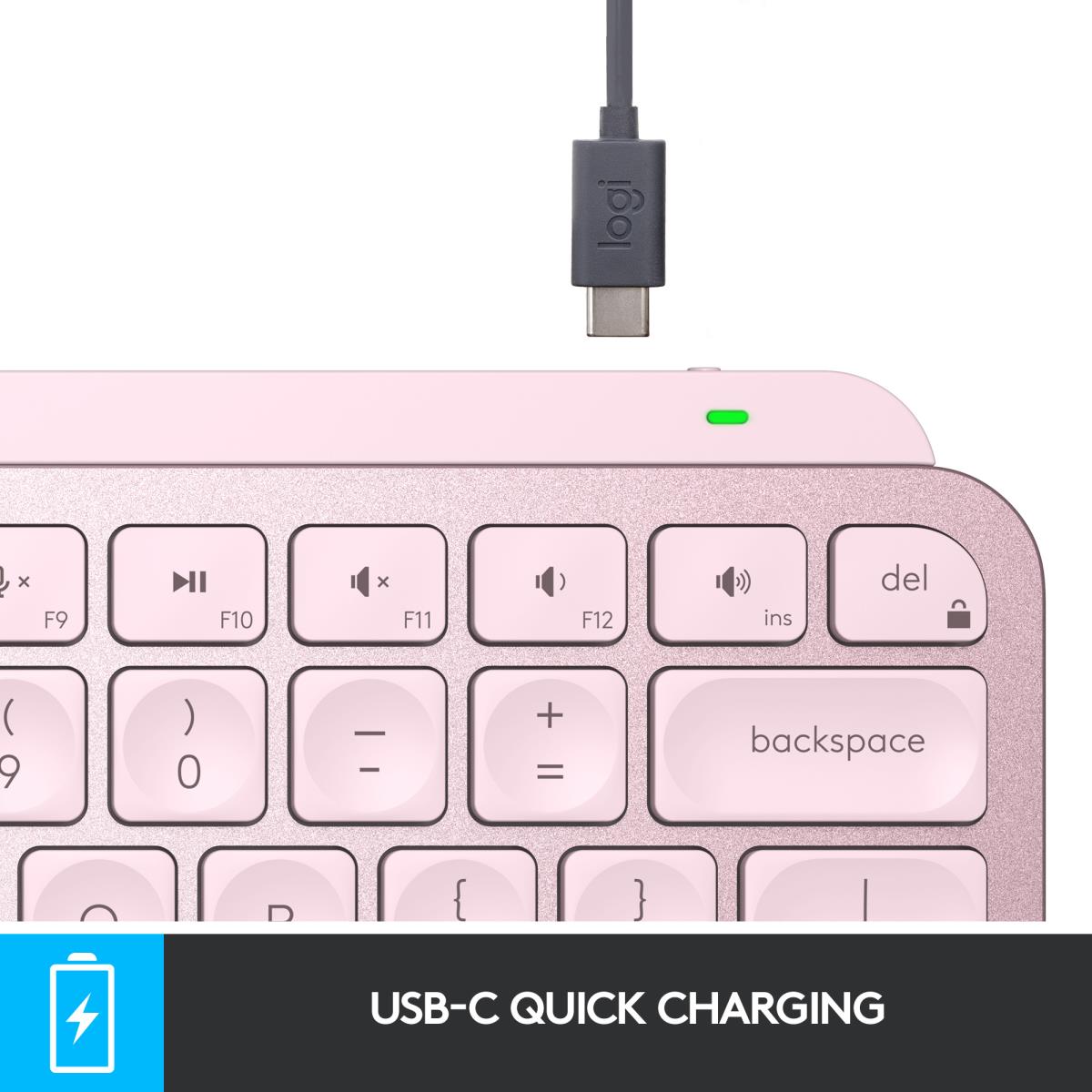 Mx Keys Mini Minimalist Wireless Illuminated Keyboard - Rose - Azerty French - Central