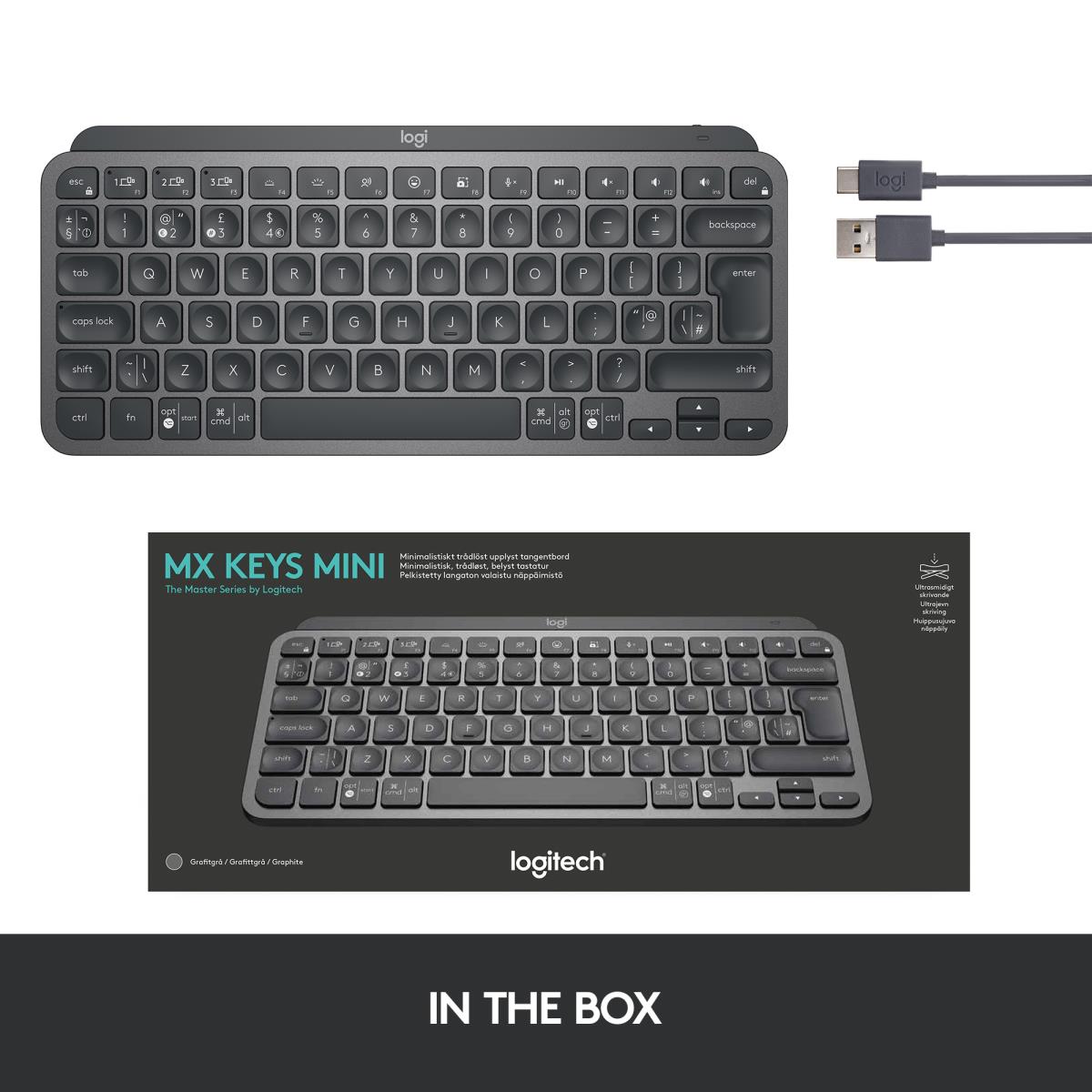 Mx Keys Mini Minimalist Wireless Illuminated Keyboard - Graphite - Qwerty Ch - Central