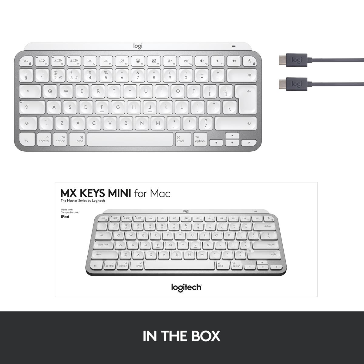 Mx Keys Mini For Mac Minimalist Wireless Illuminated Keyboard - Pale Grey - Qwerty US/Int'l