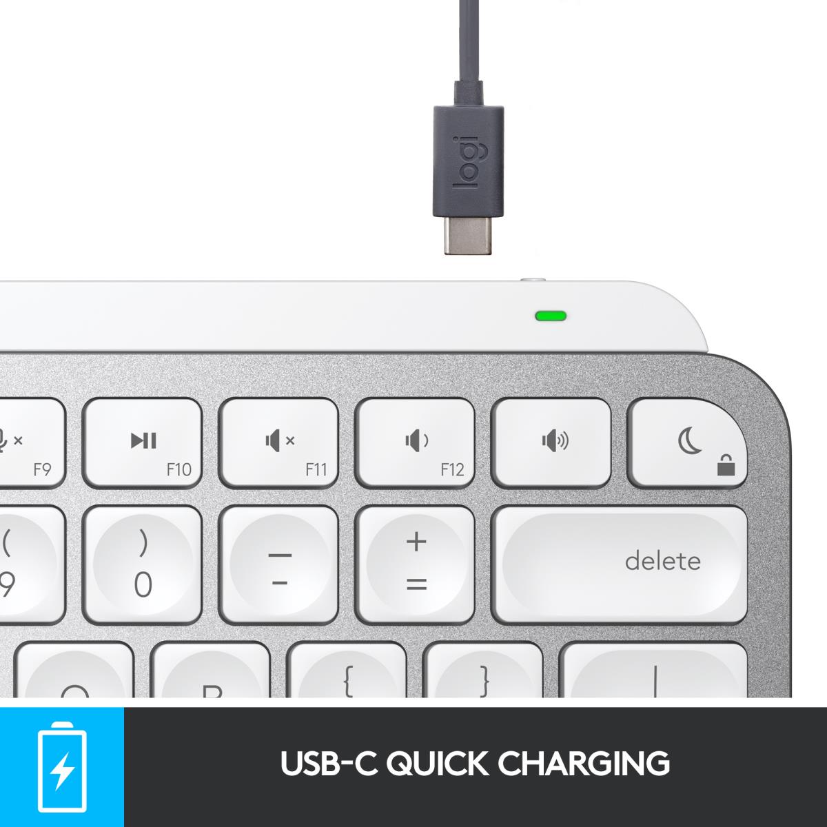 Mx Keys Mini For Mac Minimalist Wireless Illuminated Keyboard - Pale Grey - Qwerty US/Int'l