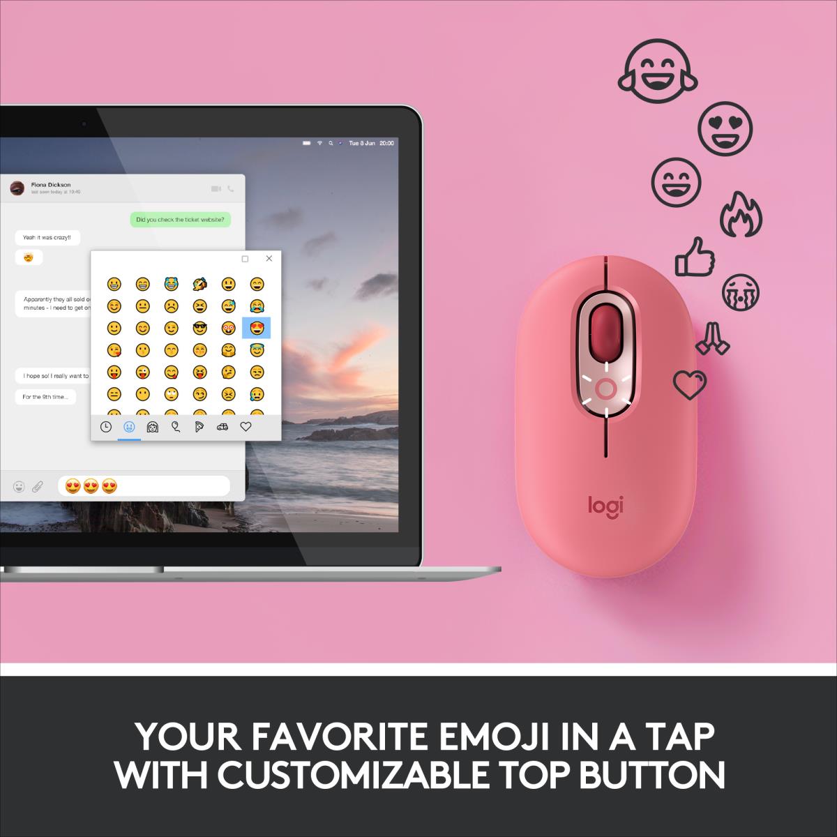 Pop Mouse - Heartbreaker - Wireless - Rose - Emea