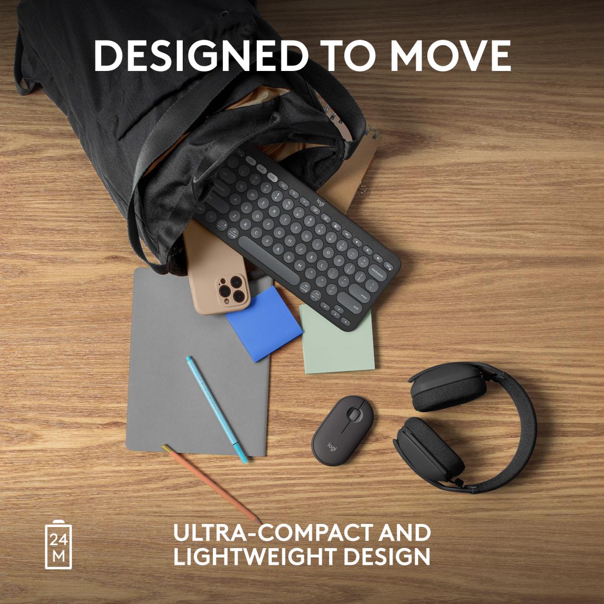 Pebble 2 M350s Wireless Optical Mouse Graphite