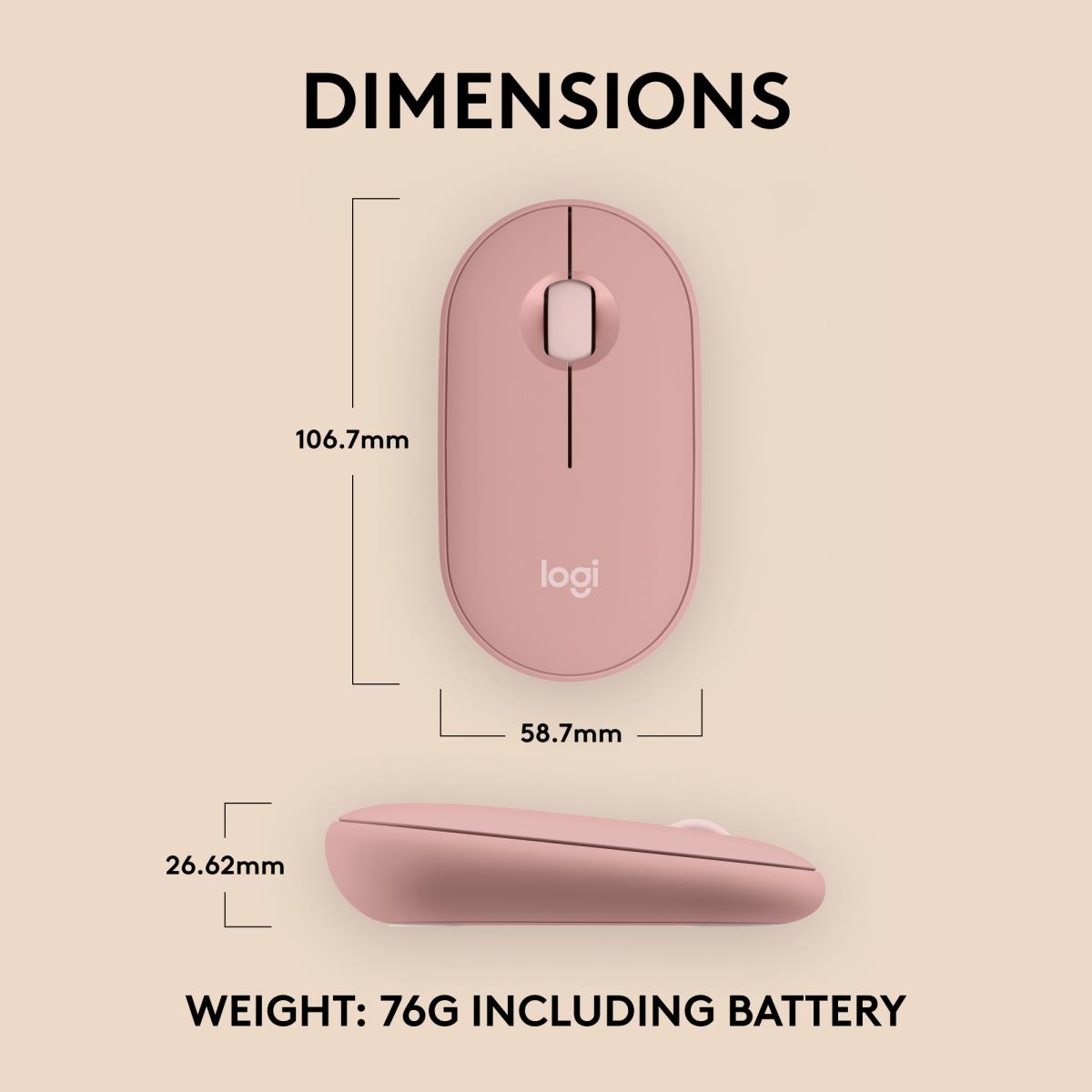 Pebble 2 M350s Wireless Optical Mouse Rose
