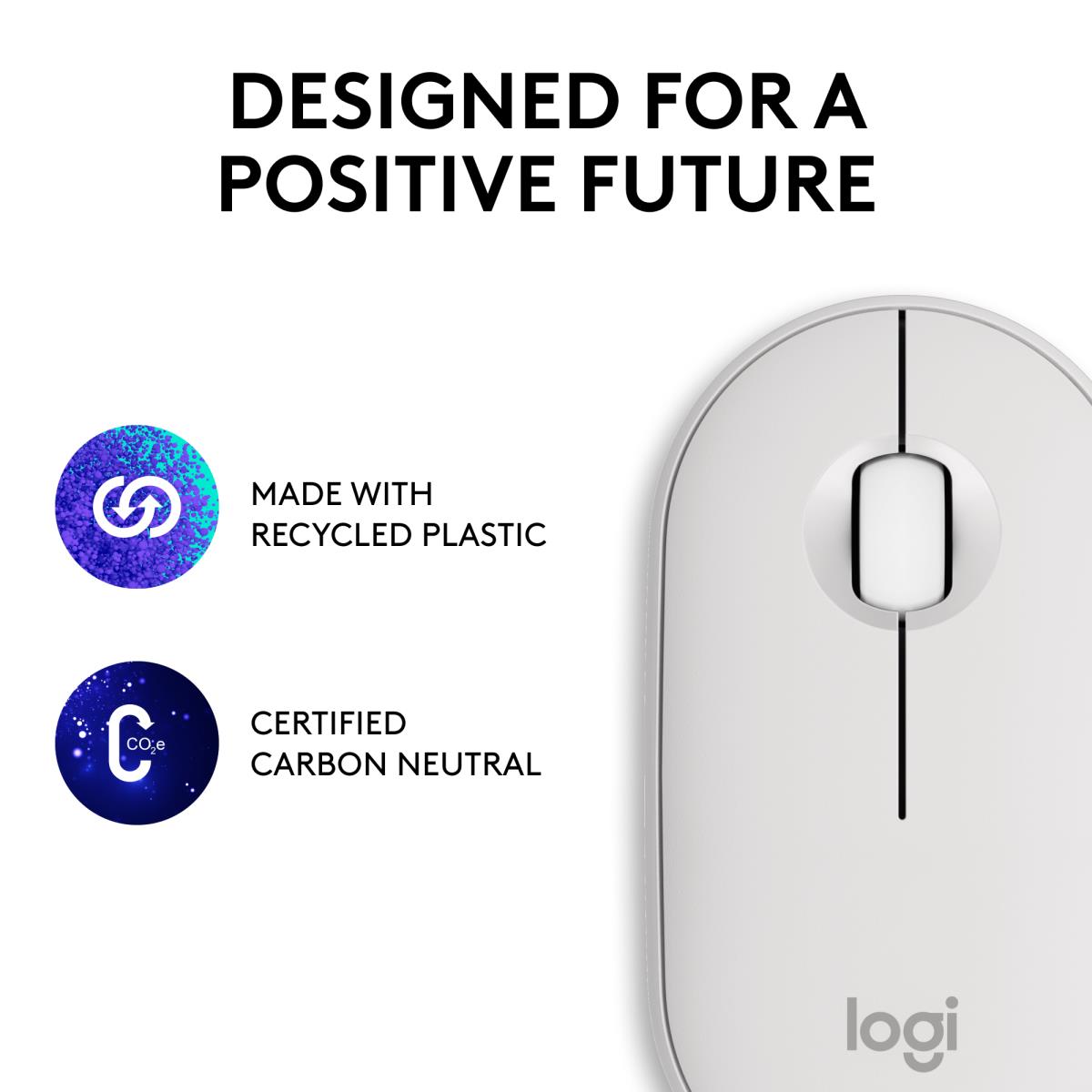 Pebble 2 M350s Wireless Optical Mouse White