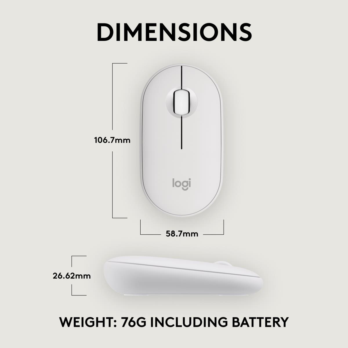 Pebble 2 M350s Wireless Optical Mouse White