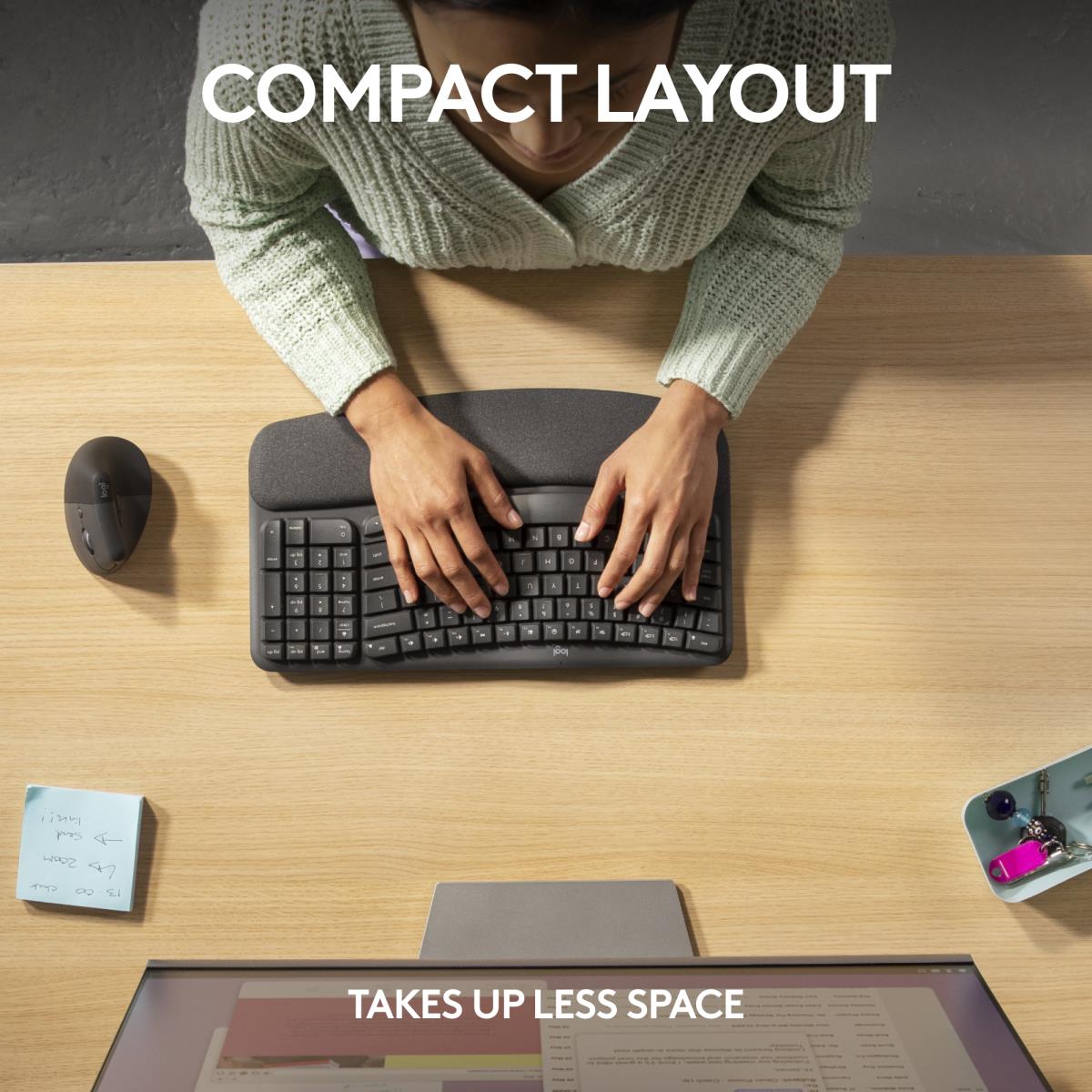 Wave Keys Ergonomic Keyboard Qwerty US/Int''''l - Graphite