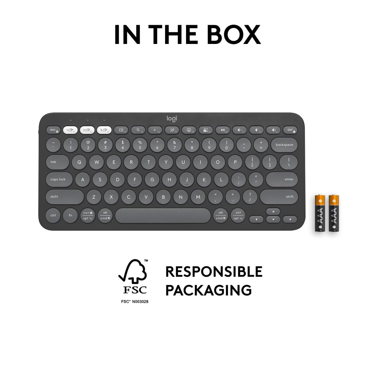 Pebble Keys 2 K380s - Compact Bluetooth Keyboard - Tonal Graphite - Qwerty US/Int'l