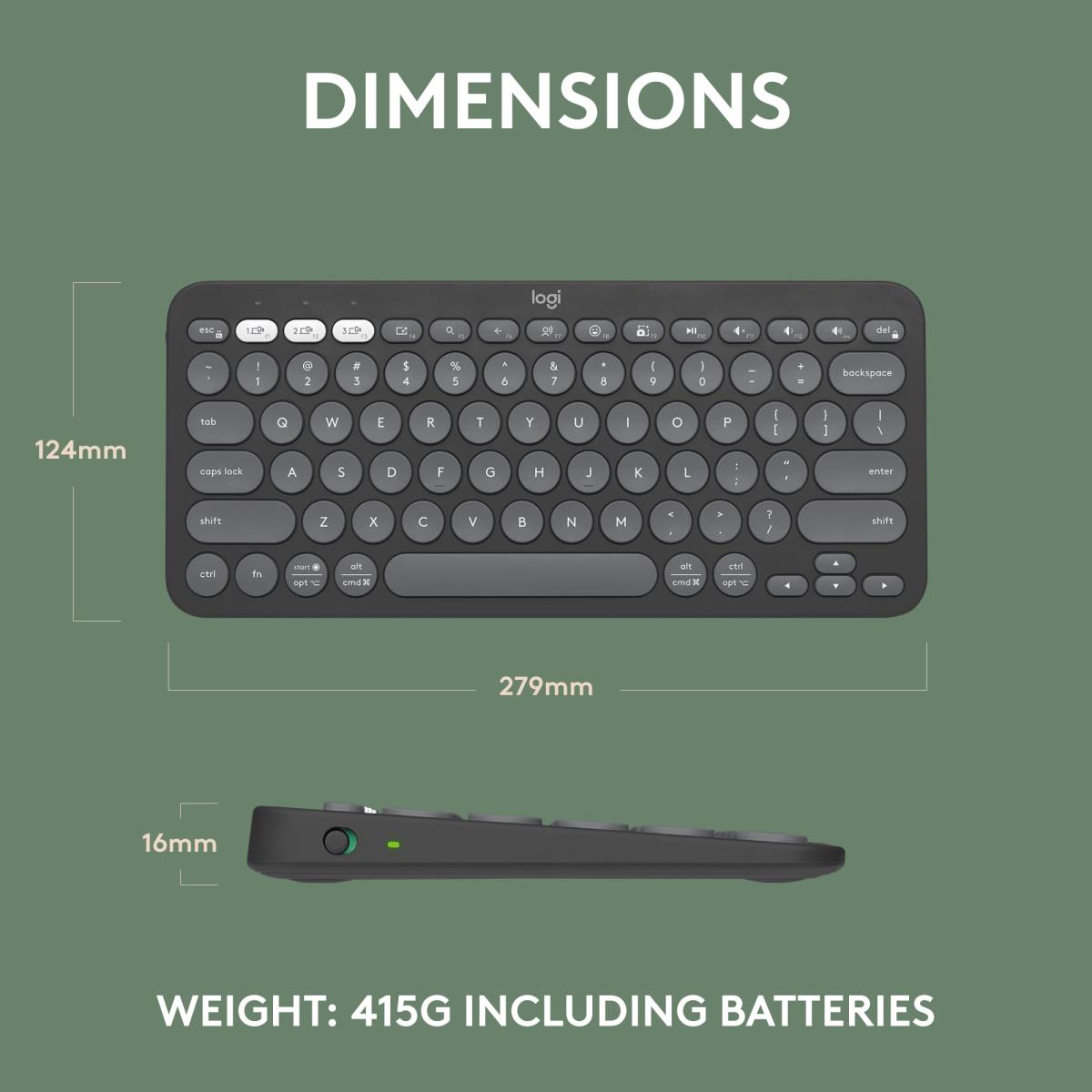 Pebble Keys 2 K380s - Compact Bluetooth Keyboard - Tonal Graphite - Qwerty US/Int'l