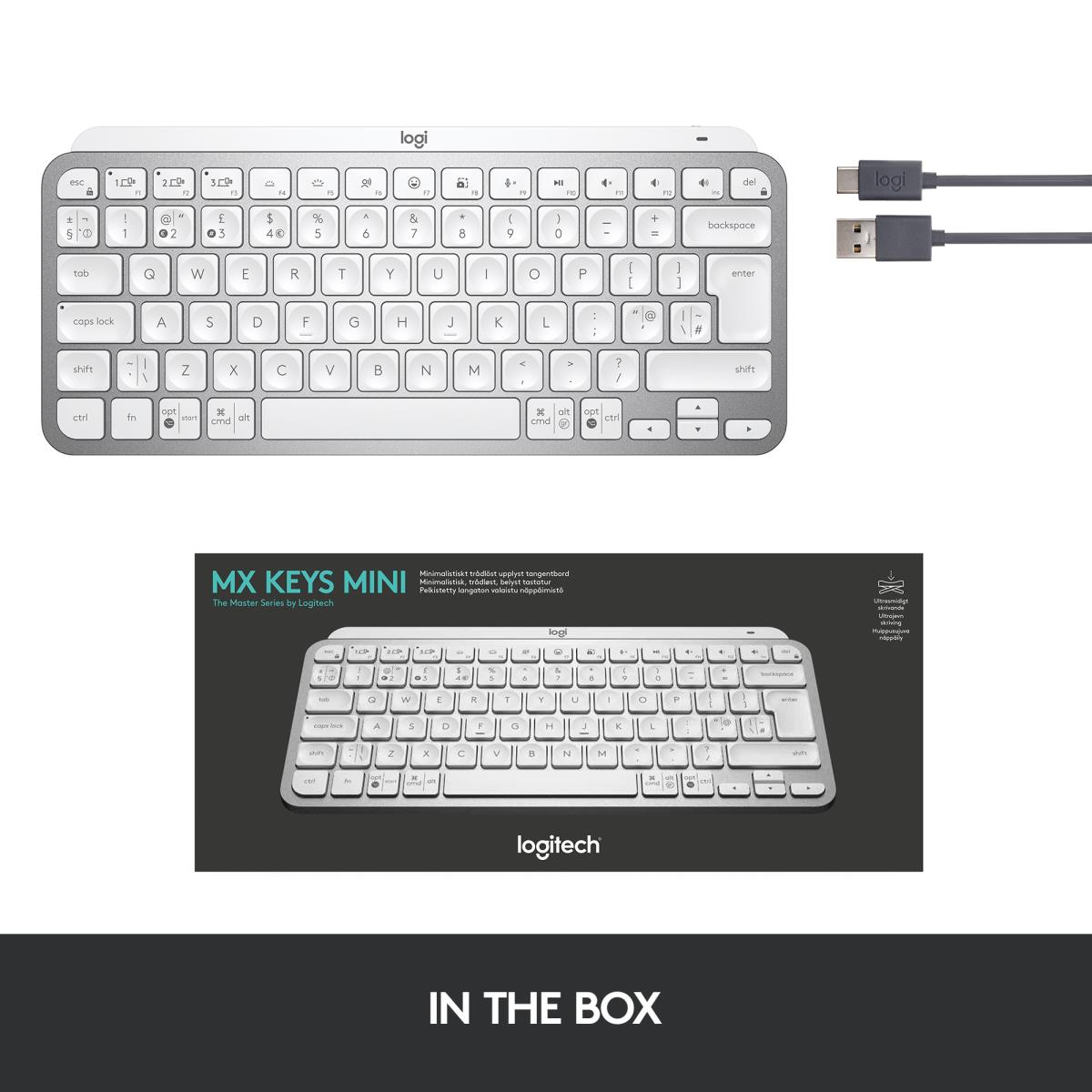 Minimalist Wireless Illuminated Keyboard - MX KEYS MINI - Pale Gray - Qwertz Deutsch
